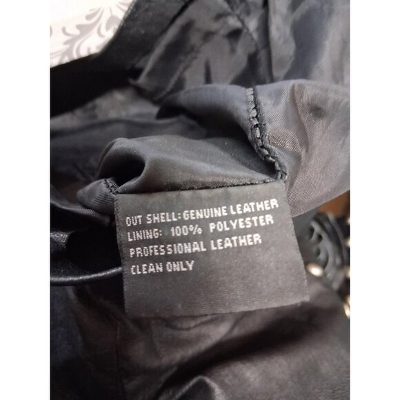 Black Leather Vest With Fringe Chain Accents & Pearl Studs Medium Leather Galler - Picture 9 of 9